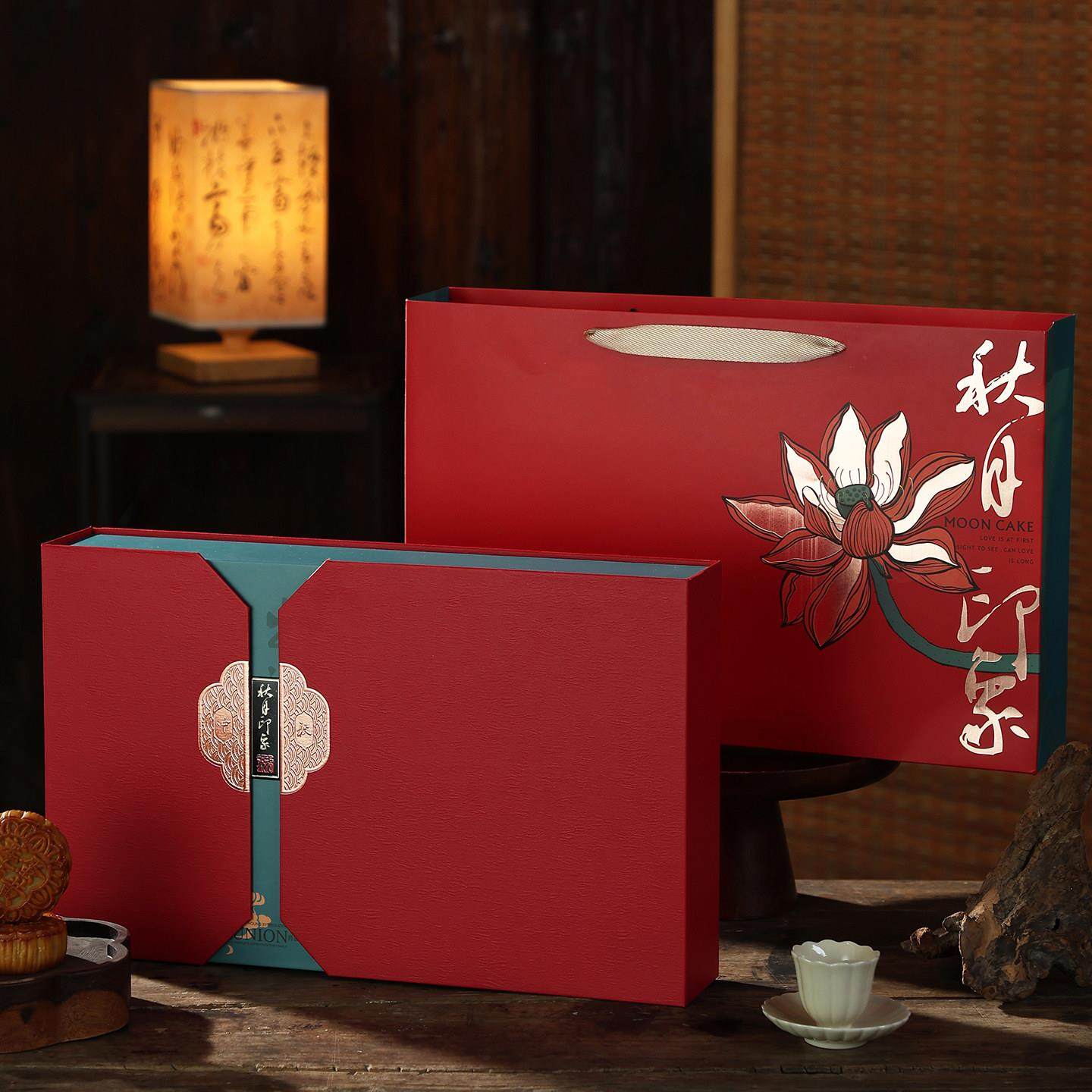 新款月饼礼盒包装盒空盒中秋节手提高端酒店节日礼品盒子定制