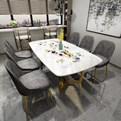 北欧轻奢大理石餐桌家用小户型餐桌椅组合现代简约长方形吃饭桌子