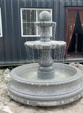 泉花岗岩雕塑户外水景景雕HT003园林观水喷钵盆喷塑泉石雕流水钵