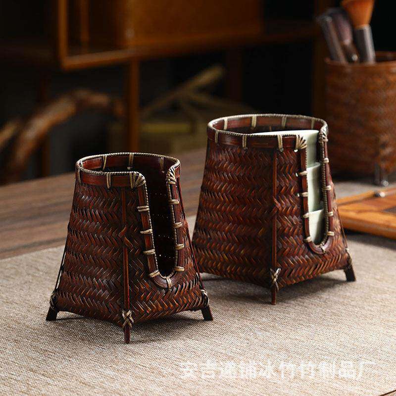 复古竹纳编杯2023225笼茶杯收筒茶具茶道配件竹品杯收茗纳筒筷子