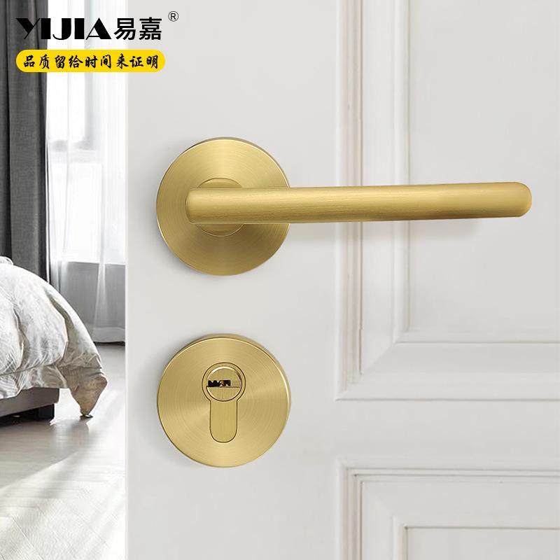 现代简约72F86金色卧室锁复古中式室内房门间木把手门吸全套磁静,基础建材,机械门锁,淘宝优惠券,粉丝福利购,淘宝优惠卷