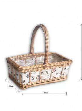 礼品篮手vvaYO6Gk提编织花篮藤篮编编鲜花插花花婚礼花柳童拍照艺