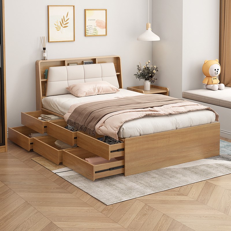 单人床1米二g成人高箱储物床儿童榻榻米床抽屉箱体收纳床学生小床