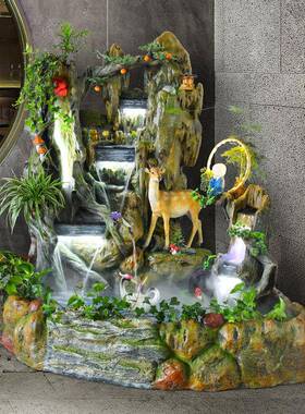 动物树脂墙流水摆件KDI阳招庭院办公室户台外角财装饰加湿器树脂