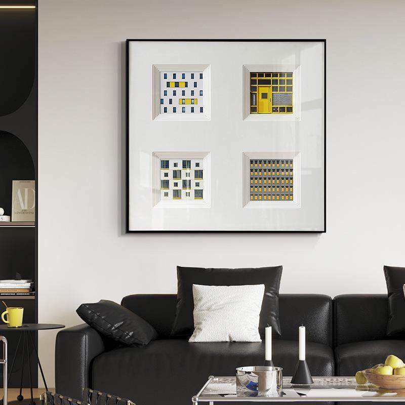 市色彩代简约黑灰城撞色线条建筑空间现挂al202411画卡纸装饰画白,家居饰品,现代装饰画,淘宝优惠券,粉丝福利购,淘宝优惠卷
