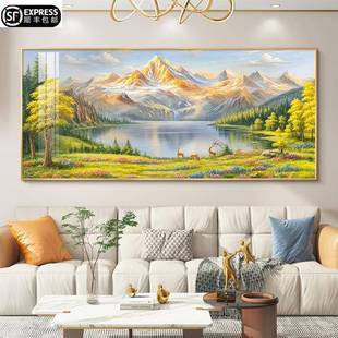 聚宝盆景山水画靠图客厅山装 高饰画轻奢级感沙发5225背墙挂画2025