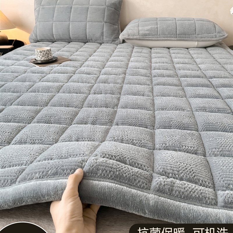 加厚牛奶绒床单i家用软垫1米5x2米床褥垫子法兰绒防滑保暖毛毯铺