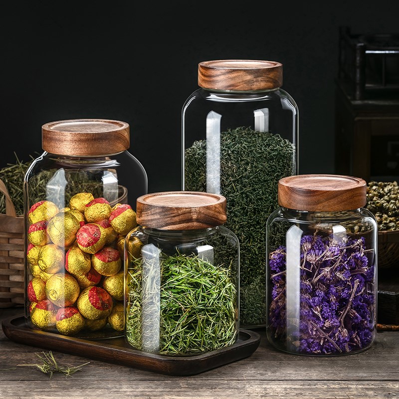 格娜斯高档大号加厚玻璃密封茶叶罐商用陈皮储R存罐杂粮储物罐干