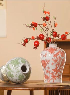 新WNZ中式青花陶感瓷花瓷瓶摆件鲜花客厅插花装饰品高级古复艺术