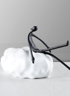 现代简ULP约间意式轻奢抽象摆人物雕塑艺品样板极简家居软装术饰