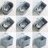 陶瓷双驱动彩色洗拖把池地盆家用落地式 拖布池阳台卫生间拖把槽池