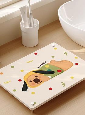 德国ZQT卡通硬硅藻泥厨房台面沥水垫洗手台洗漱垫吸水速干置物架