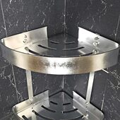 打孔带挂钩卫生间墙角置物架壁挂太空铝浴室双层转角厨卫收纳架