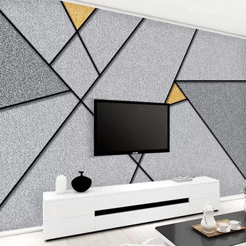 电视背景墙壁纸简约现m代8d立体壁画大气装饰客厅5d几何影视墙布3