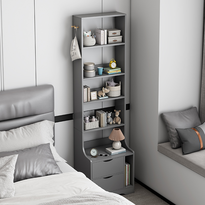 卧室床头柜轻奢简约现代床边柜储物柜创意床头柜S挂衣架一体置物