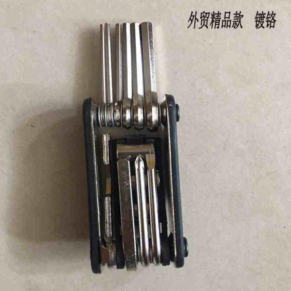 自行车修理工具16合一折叠修车补胎扳手山地修车组合套筒镀铬工具