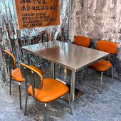 不锈钢餐桌椅组合简约现代小户型家用餐厅饭店商用长方形吃饭桌子