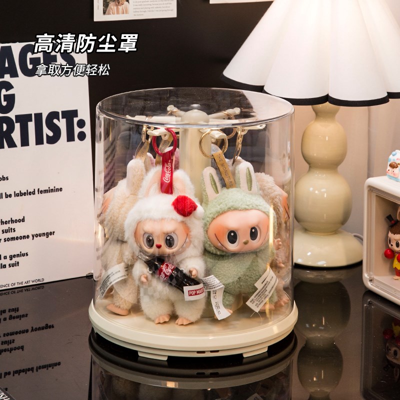 拉布布展示盒透明旋转挂件收纳展示架毛绒K公仔娃娃模型玩偶收纳