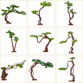 刺身盘装 饰花草创意摆盘背景迎客松树摆件道具 饰品摆件海鲜姿造装