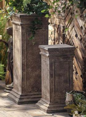 欧式罗马柱底座盆垫简约做旧方形柱子室外花园阳台装饰摆件工艺品