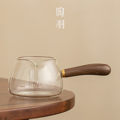高档耐热玻璃侧把公道杯中式功夫茶具大号茶海分茶W器茶漏茶滤过