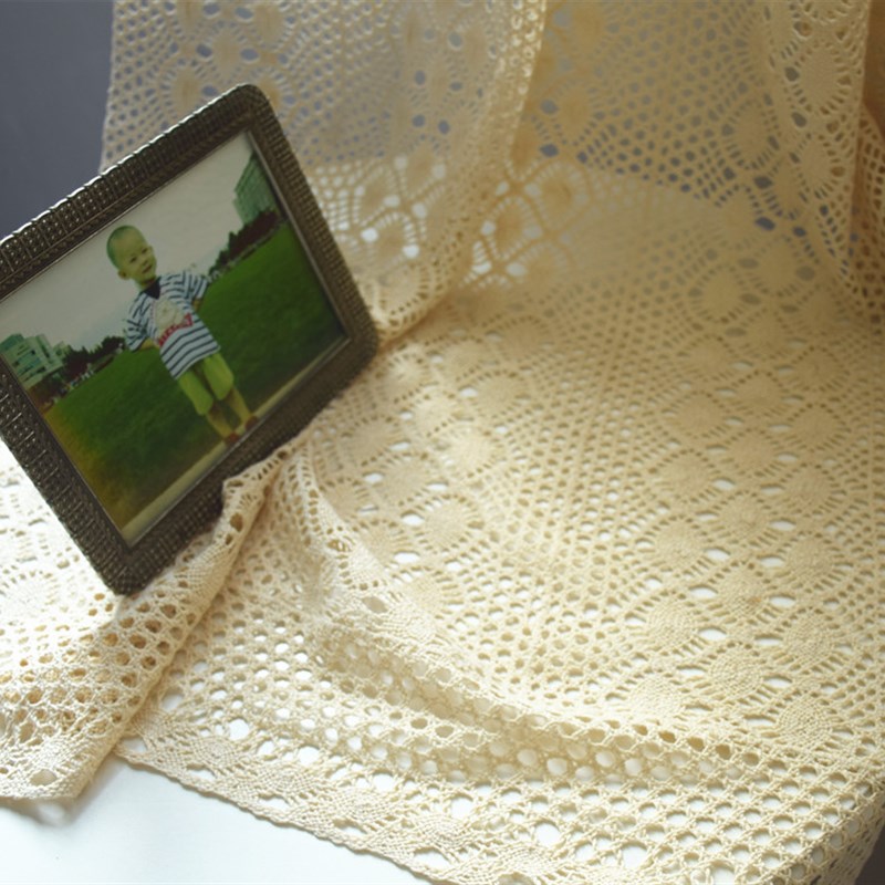 美式仿钩针拼接窗帘田园镂空客厅阳台卧室飘窗居家布艺