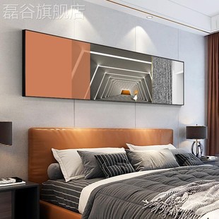 网红卧室装饰画抽象几何现代简约床头挂画线条间轻店奢酒主卧房墙