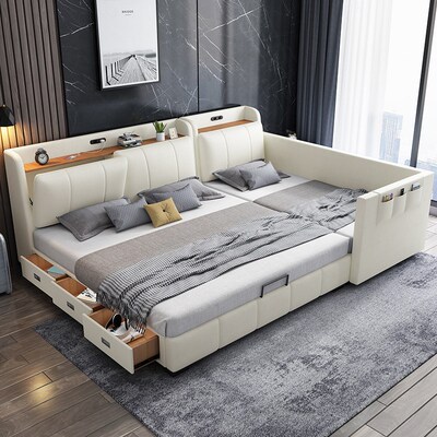 二胎家庭床亲子一家三四r口3米超大床榻榻米子母加宽拼接床布艺床