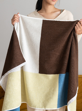 几何方块浴巾纯棉m简约男家用柔软女全棉裹巾吸水情侣洗澡毛巾