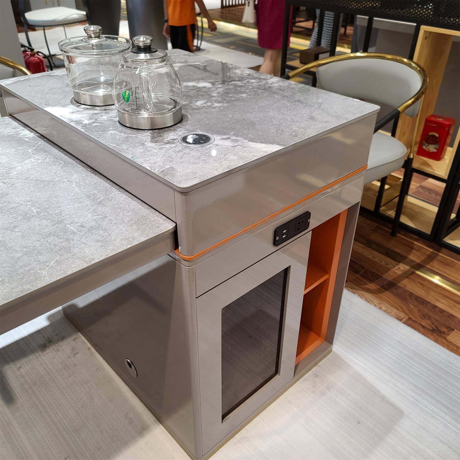 深现代茶桌岩板功茶桌UFE铁艺大理茶石茶台自动上水圳泡办公室夫,商业/办公家具,茶台/茶桌,淘宝优惠券,粉丝福利购,淘宝优惠卷