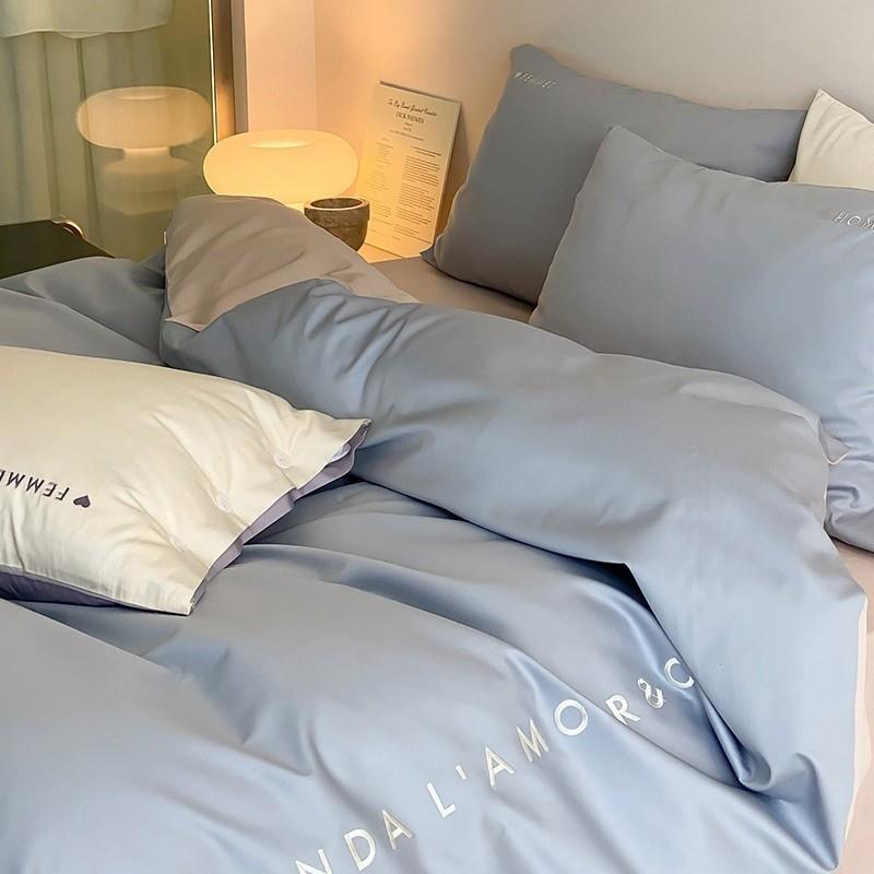 轻奢风10支撞刺YLS-2025纯棉长绒棉四件套全棉贡2缎简约字母绣床