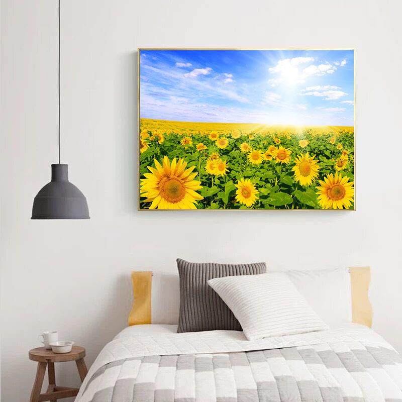 餐厅装饰现卧室床SF644036头挂饭厅代简约田园风景向画日葵壁画画,家居饰品,现代装饰画,淘宝优惠券,粉丝福利购,淘宝优惠卷