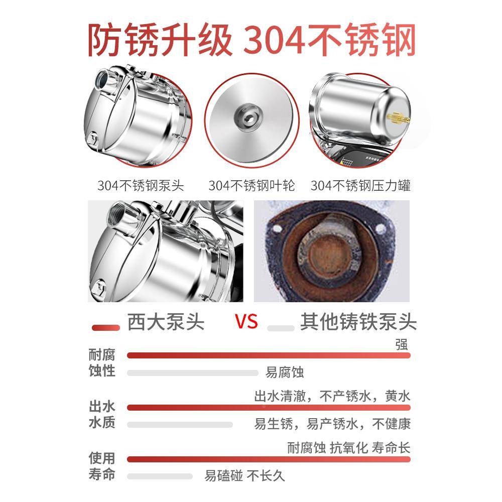 自全动不锈钢自吸泵家用压水井220v来水增泵加压泵690喷射泵自抽