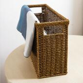 I9AT书报杂志纳篮仿编织车载整理收筐家窄边夹藤缝橱柜用F76798T9