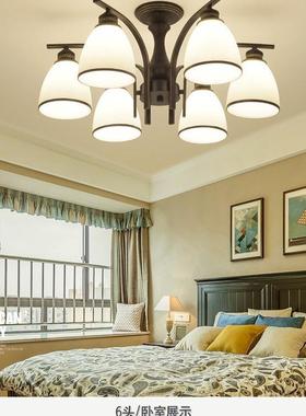 温美式乡村简约大厅吸吊灯圆形馨酒房店家66215居卧室客厅厅书吊