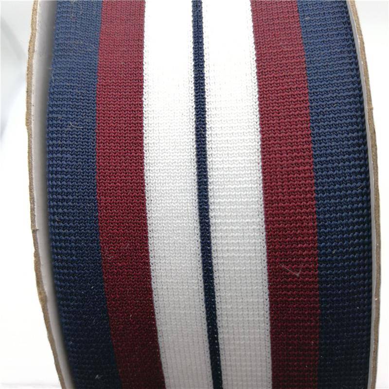厂家直销现弹供应涤纶间AWW色织带条纹针织针织带力经编货针织带