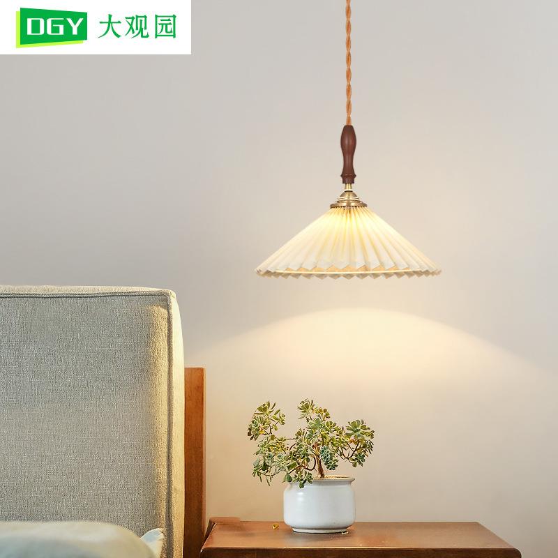 头床吊灯全铜百褶灯卧灯室创意378个性装饰厅小吊灯中古风餐具