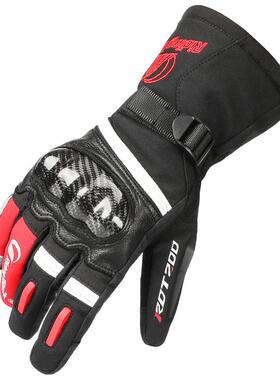 摩托车士碳纤维手套男机车手套防水防摔春秋四款季通触MTV12用骑