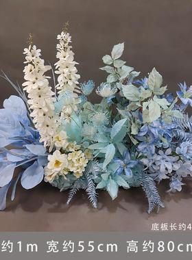 件新款婚EXI庆蓝色海洋排排花角挂花盆花绢花花路引室外婚礼摆引