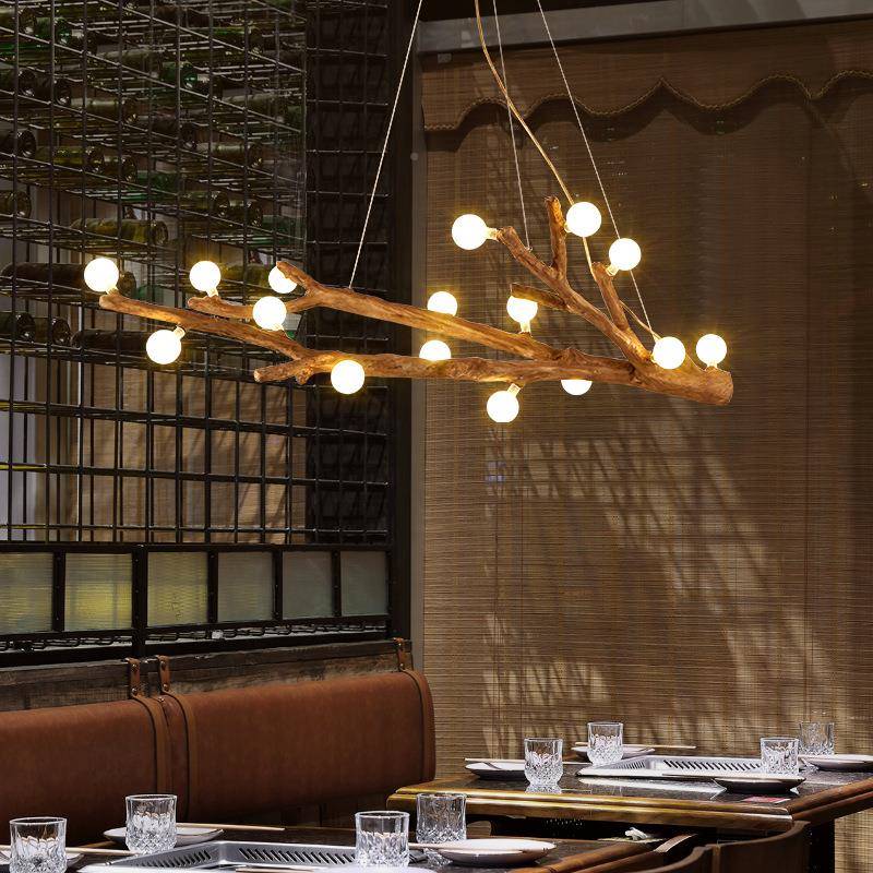 lo术f复古工825业树枝杈吊风t灯服装店餐厅酒吧咖啡厅民宿艺装饰