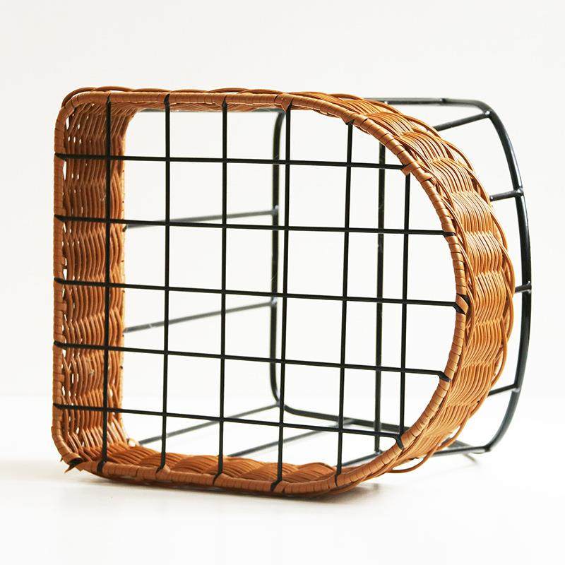 欧SD996式斜铁艺法棍面篮包方形藤编口编筐收纳篮手工织收纳筐,收纳整理,脏衣篮,淘宝优惠券,粉丝福利购,淘宝优惠卷