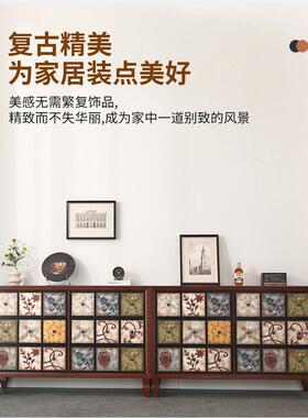 实木柜式古彩绘复抽斗20240229屉收纳置物柜客厅大容量美阳台储物