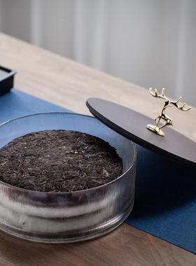 轻奢配小鹿玻璃25404茶洗带盖洗茶渣碗大号水洗配功夫茶具件茶茶