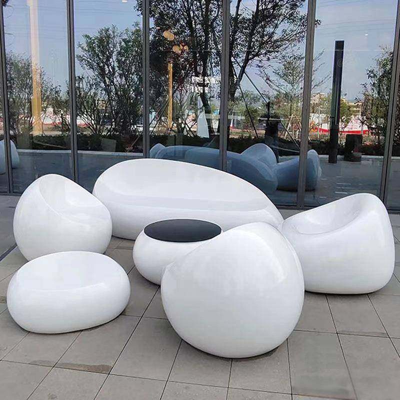 玻璃沙钢发茶几025组闲合广场美陈坐谈凳售楼部洽桌椅商场休等候