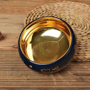 五牛24K金鎏金木叶杯陶瓷功夫GWC茶具心经图主人杯建盏盏茶品茗杯