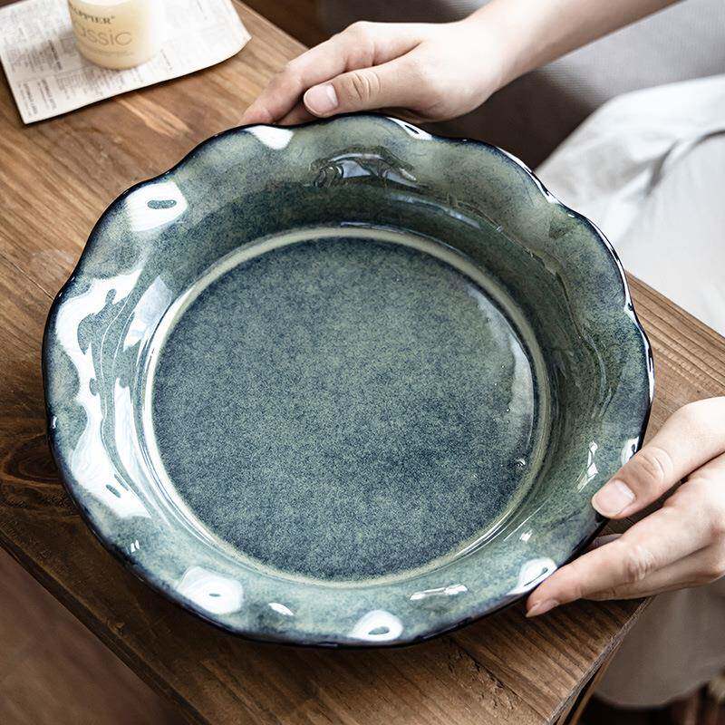 古窑变个性花边复盘规则盘子菜陶瓷家不WFU用果盘餐具小龙虾大盘