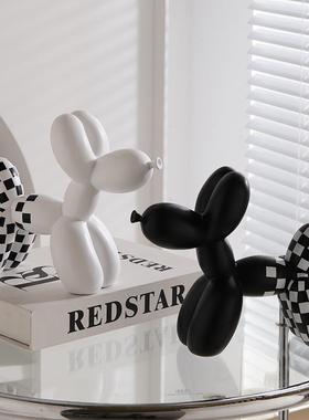 新OVQ品黑白格子工气球狗现简约创代家居客厅摆件软装树脂艺意装