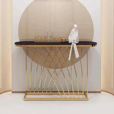 岩厅板奢关桌子现代简约GJM客装轻饰置物架靠墙入户走廊端景玄条