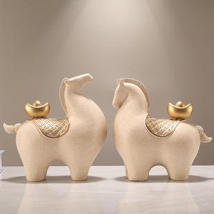 马上有钱摆件招财办公室装 客古架乔迁开业档 厅饰品722高博新中式