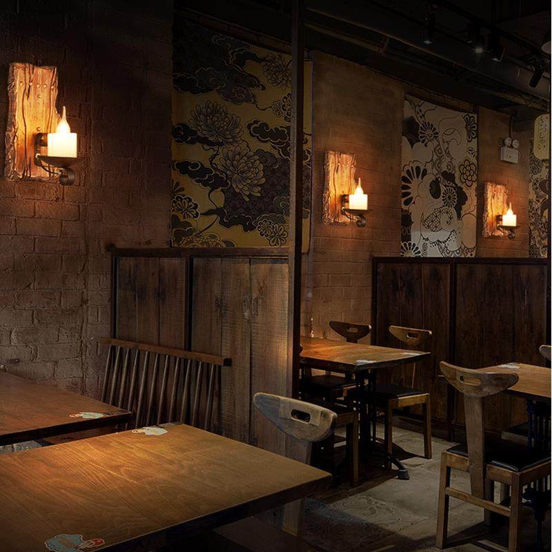 美复古970船木壁t灯餐厅咖啡店式铺灯具lof工业创意吧台过道怀旧